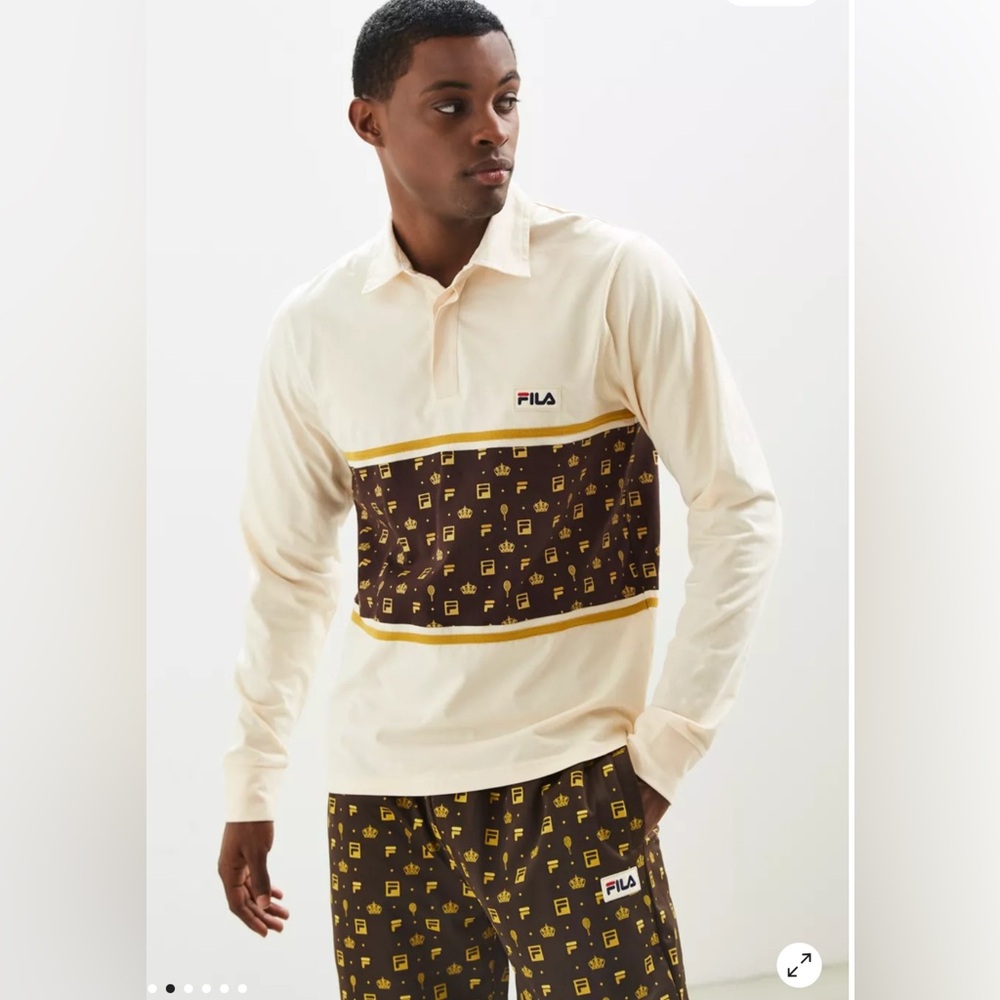 Urban Outfitters FILA Monogram Panel Rugby Shirt
